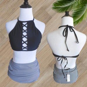 MARINA VIDA BLACK STRIPED TWO PIECE SWIMSUIT